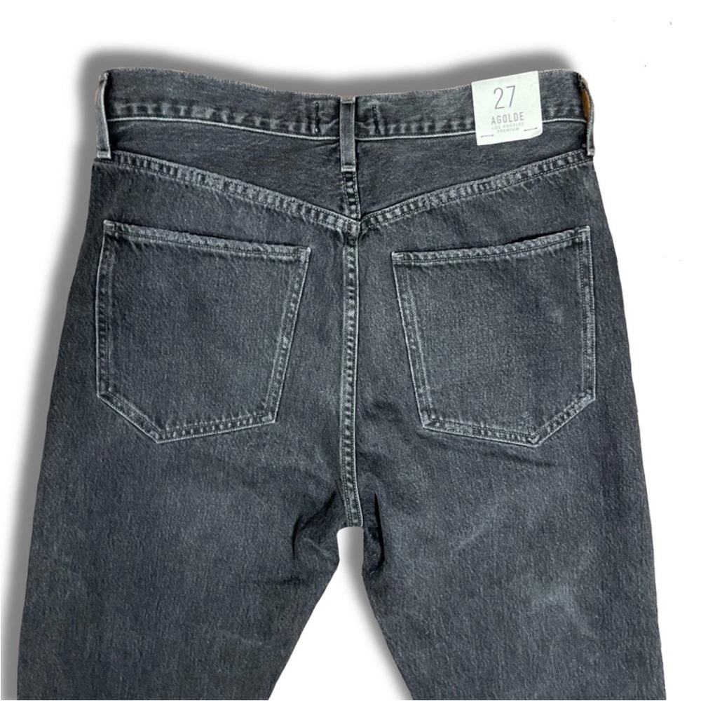 AGOLDE Jamie Straight High-rise Raw Hem Jeans In Void Washed Black - Picture 5 of 9